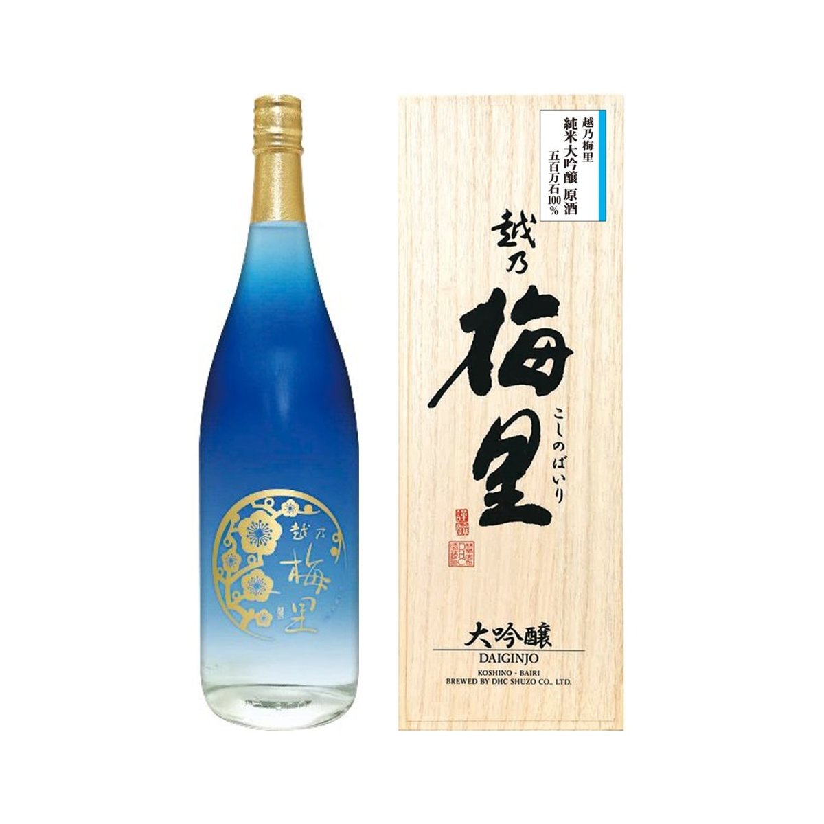 越乃梅里 純米大吟醸原酒 [五百万石100％] 木箱入り 1800ml